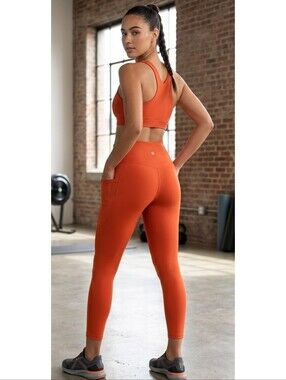 Sage Collective High Waisted Activewear Leggings Dark Orange Size XL